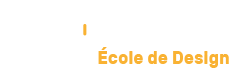 Logo de l'école de de design la fontaine en blanc