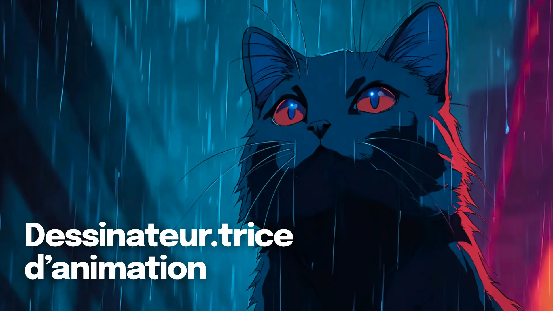 Dessinateur-animation Chat animé sous la pluie avec texte Dessinateur.trice d’animation.
